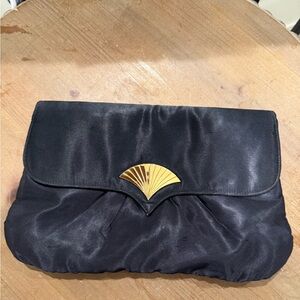 Vintage Black Gallery Originals Satin Clutch Bag Evening Party 1970’s-80’s AVON